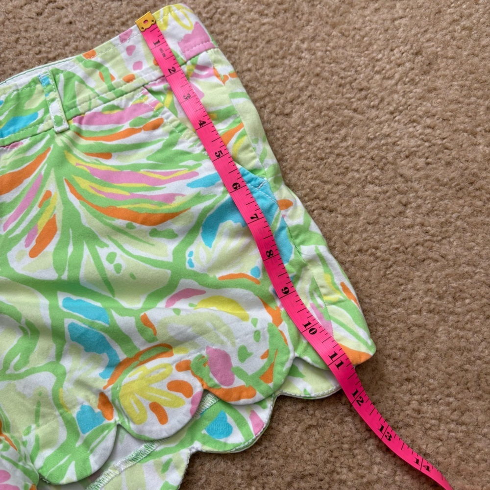LILLY PULITZER Buttercup Shorts Shorley Blue Double Trouble Hem Sz 0 - Picture 8 of 9